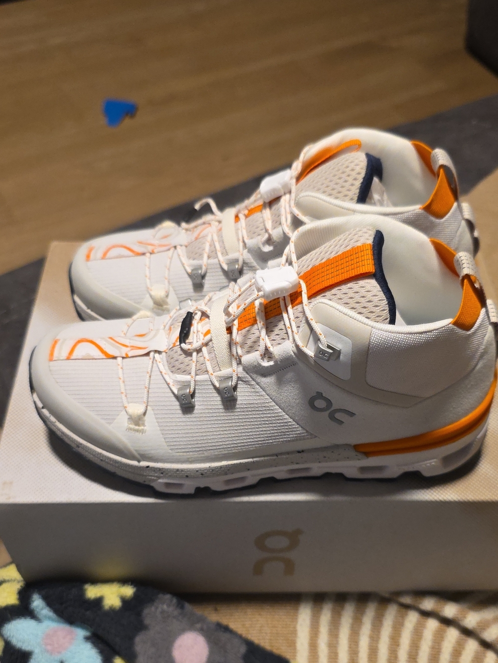 On Running White Sneakers with Navy Collar